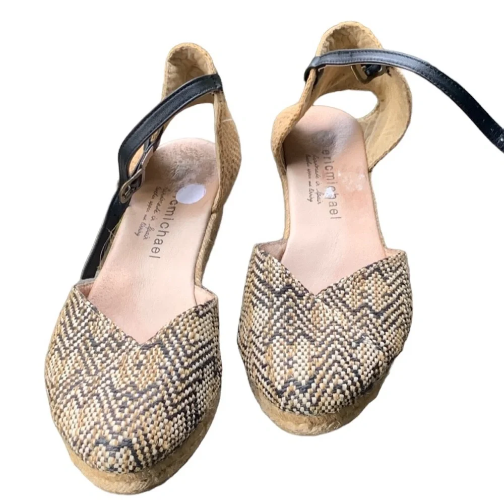 Eric Michael | Aztec boho ankle strap espadrilles size 39